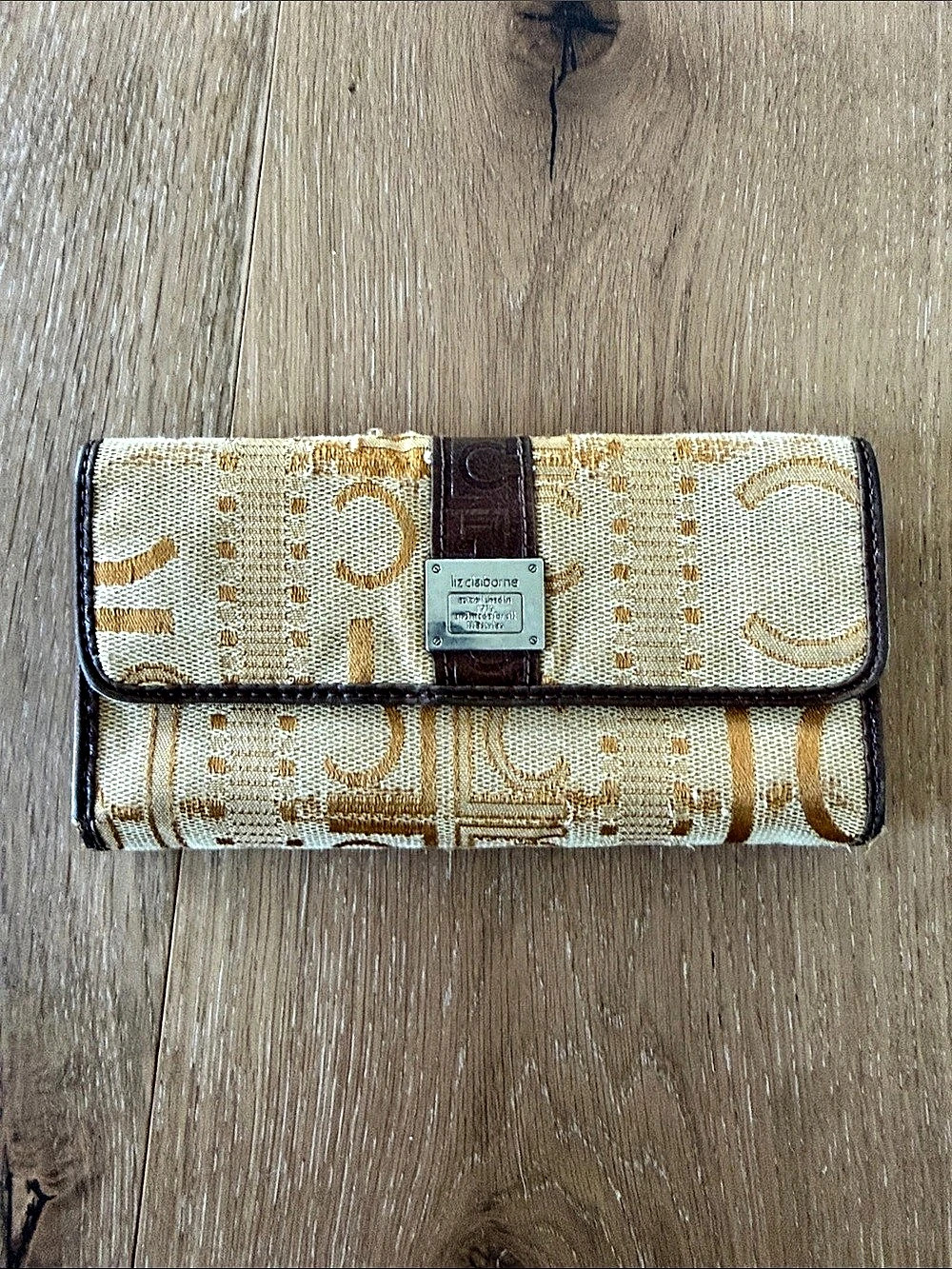Kipling Geometric Wallet in Cream & Brown